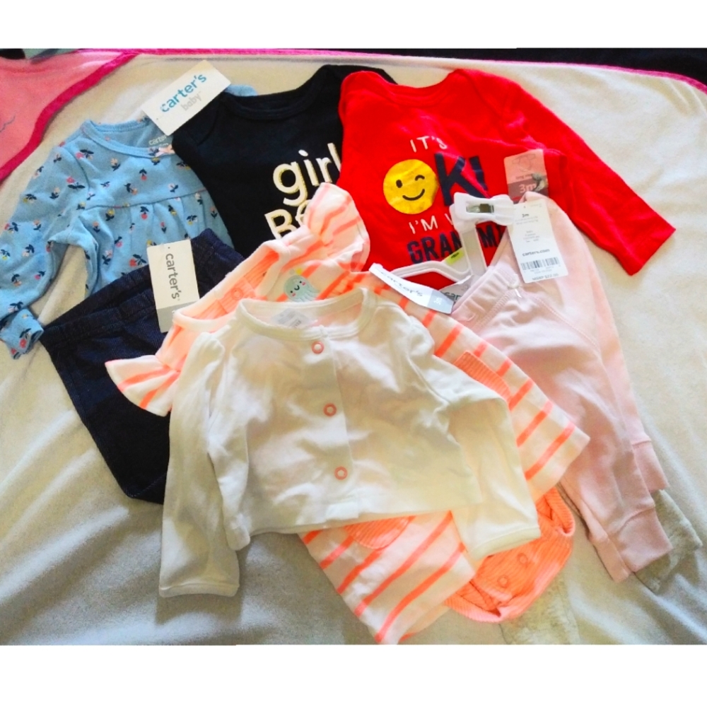 Lot of NWT Carter's baby girl 3 month stuff